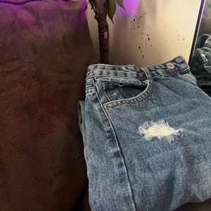 Dark Blue High Rise Denim Pants